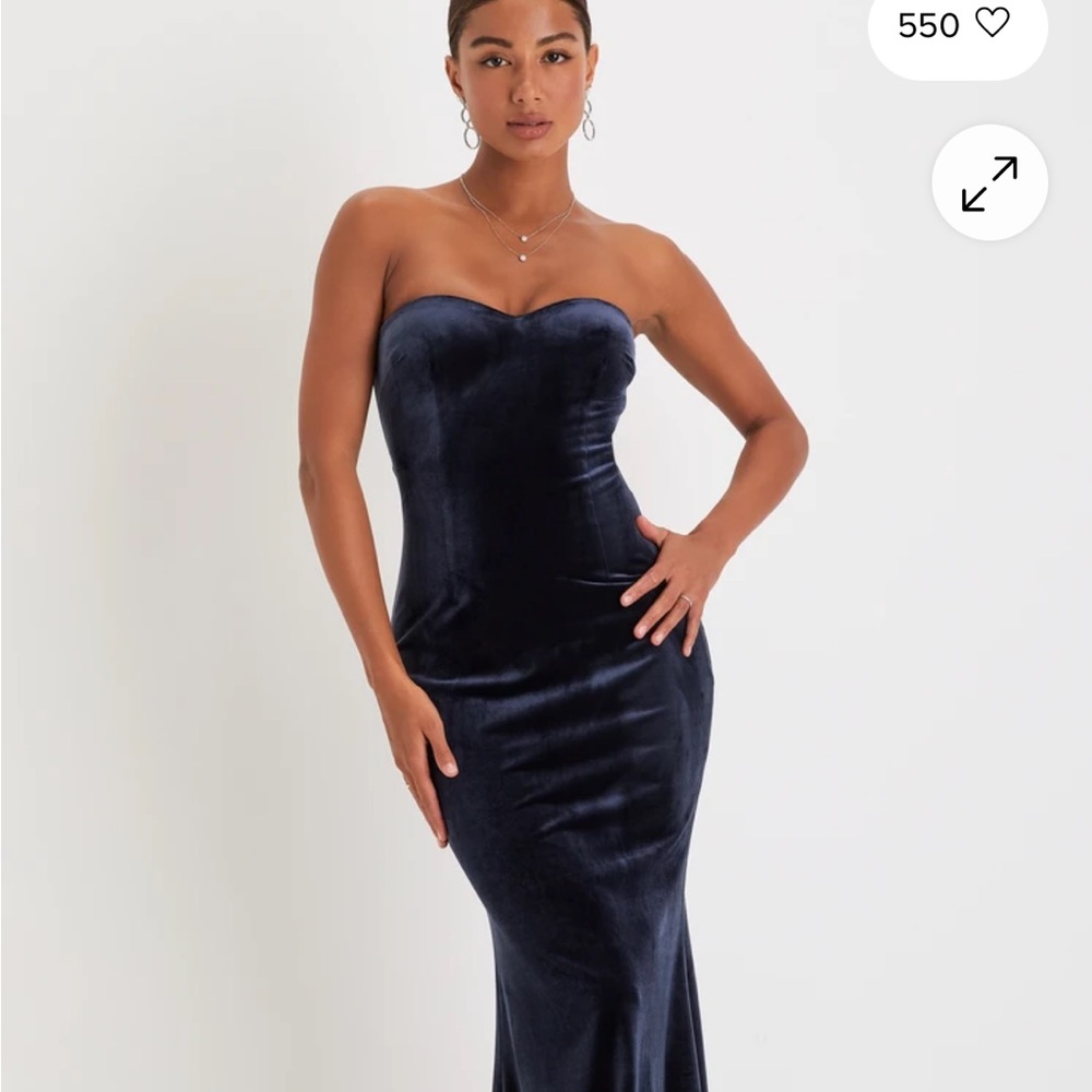 Elegant Navy Strapless Dress